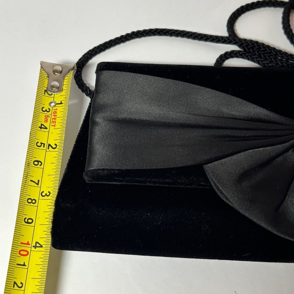 La Regale Black Velvet Evening Shoulder Bag Satin Bow Christmas Holiday Party - Picture 7 of 9